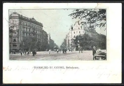 AK Hamburg-St. Georg, Strassenpartie am Steindamm