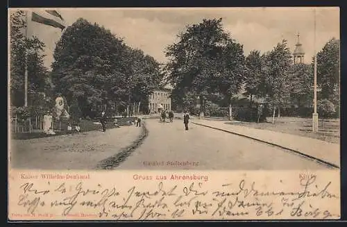 AK Ahrensburg / Holstein, Gasthof Stoltenberg, Kirche und Kaiser Wilhelm-Denkmal