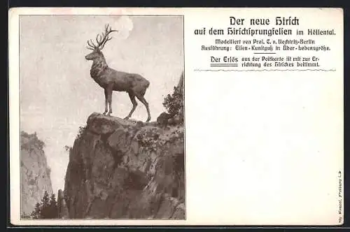 AK Breitnau / Hirschsprung, Hirschsprungfelsen im Höllental, Der neue Hirsch aus Eisen