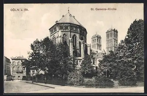 AK Cöln a. Rh., St. Gereons Krche mit Strasse