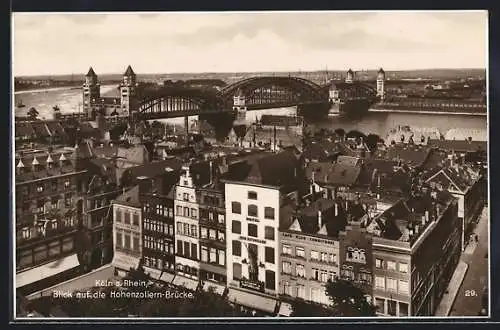 AK Köln, Blick auf die Hohenzollernbrücke