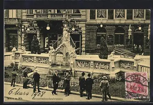 AK Köln, Strasse am Hof mit Heinzelmännchenbrunnen, Hotel Reichshof