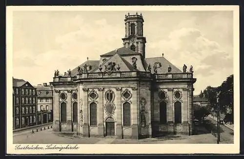 AK Saarbrücken, Ludwigskirche im Sonnenschein