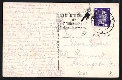 AK Saarbrücken-St. Johann, Markt mit Brunnen und Geschäften