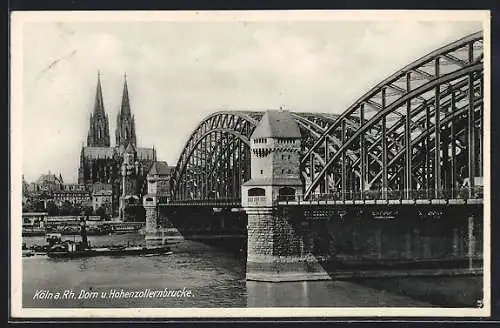 AK Köln a. Rh., Dom und Hohenzollernbrücke