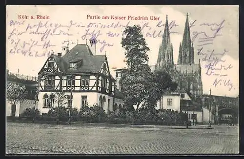 AK Köln a. Rh., Partie am Kaiser Friedrich Ufer