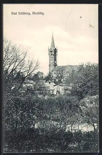 AK Bad Feldberg /Mecklbg., Blick zur Kirche