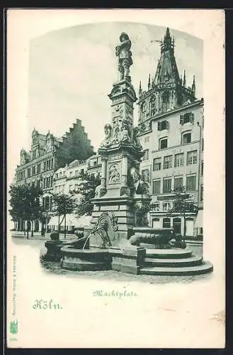 AK Köln, Marktplatz mit Brunnen