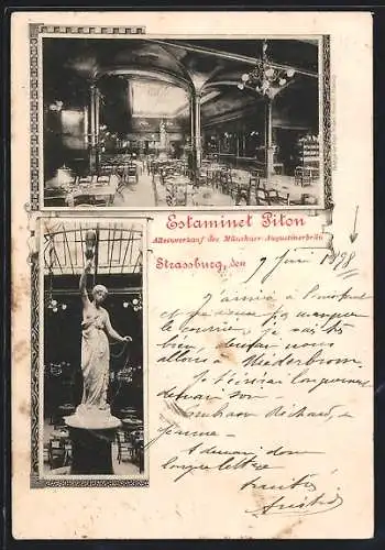 AK Strassburg, Restaurant Estaminet Piton, Innenansicht