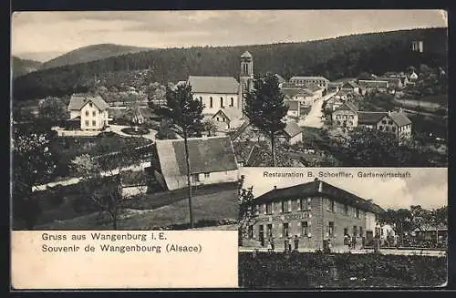 AK Wangenburg i. E., Restaurant Basil Schoeffler und Ortsansicht