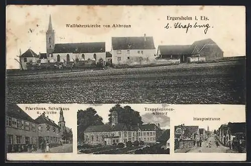 AK Ergersheim i. Els., Wallfahrtskirche von Altbronn, Hauptstrasse, Pfarrhaus, Schulhaus
