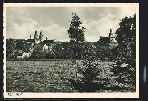 AK Werl i. Westf., Ortsansicht mit der Kirche