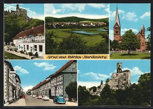 AK Nörten-Hardenberg, Kirche, Hotel Kronprinz, Burgruine, Gesamtansicht