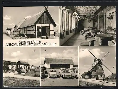 AK Gross Stieten, Gaststätte Mecklemburger Mühle, Aussen- u. Innenansichten, Tiergehege, Galerie an der Mühle