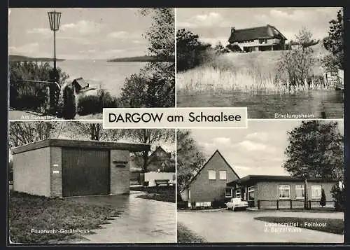 AK Dargow am Schaalsee, Lebensmittelgeschäft J. Botzelmann, Feuerwehr-Gerätehaus, Erholungsheim, Am Schaalsee