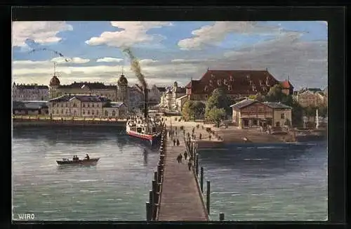 AK Konstanz, Teilansicht mit Hafen