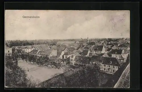 AK Germersheim, Blick über den Hauptplatz auf die Stadt