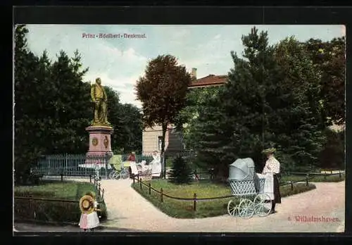 AK Wilhelmshaven, Prinz-Adalbert-Denkmal im Park