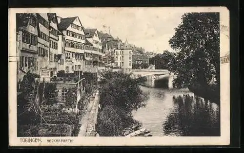 AK Tübingen, Neckarpartie mit Gasthaus A. Bauer