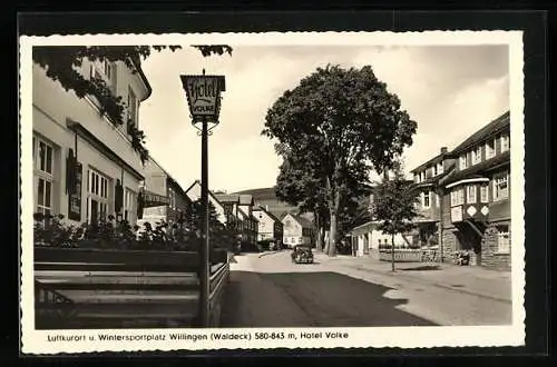 AK Willingen /Waldeck, Hotel Volke mit Strassenpartie