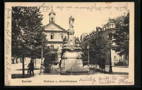 AK Rastatt, Rathaus und Alexisbrunnen