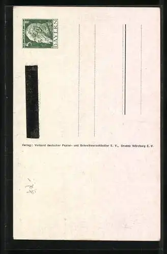 AK Erinnerung an die Thronbesteigung König Ludwig III., Portrait, Kinder mit Krone, Ganzsache Bayern