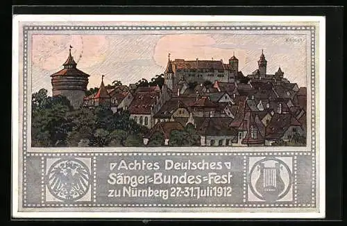 AK Nürnberg, VIII. Deutsches Sängerbundesfest, 27. - 31. Juli 1912, Ganzsache Bayern