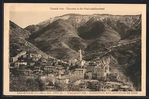 AK Luceram, Vue générale, Excursion aux environs de Nice