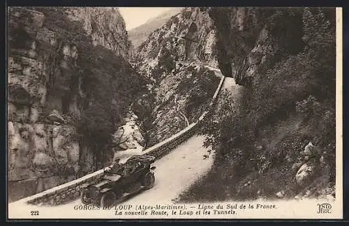 AK Gorges du Loup /A.-M., La nouvelle Route, le Loup et les Tunnels