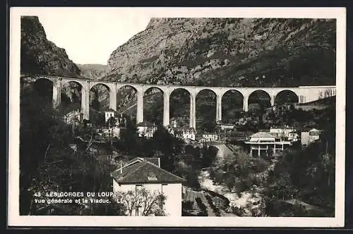 AK Les Gorges du Loup, Vue générale et le Viaduc