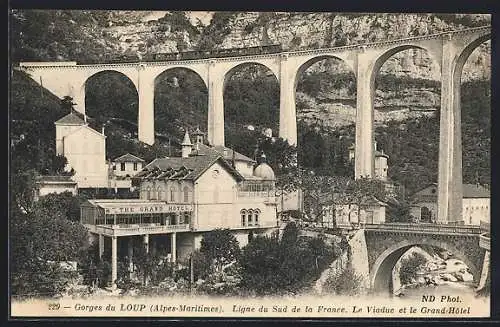 AK Gorges du Loup /A.-M., Le Viaduc et le Grand-Hôtel