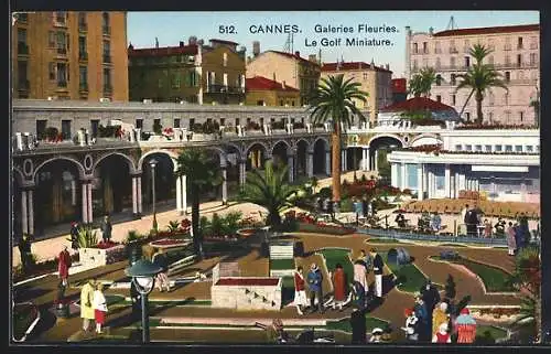 AK Cannes, Galeries Fleuries, Le Golf Miniature