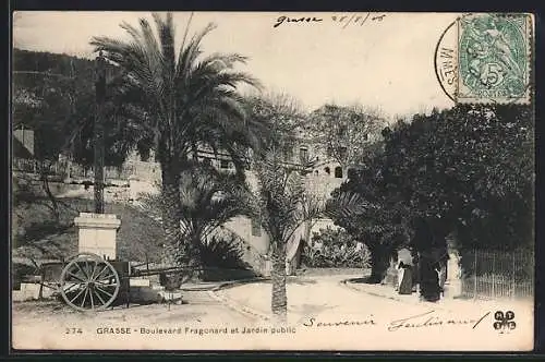 AK Grasse, Boulevard Fragonard et Jardin public