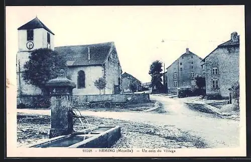 AK Heming /Moselle, Un coin du Village