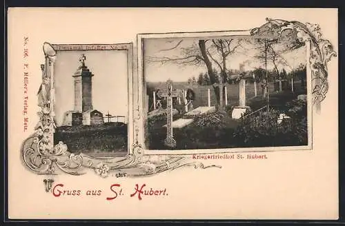 AK St. Hubert, Denkmal Inf-Rgt. No. 67, Kriegerfriedhof