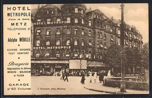 AK Metz, Hotel Metropole, Adolphe Mébille propr.