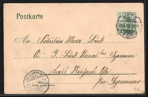 Lithographie Metz, Schloss Freskaty, Grosser Exerzier-Platz