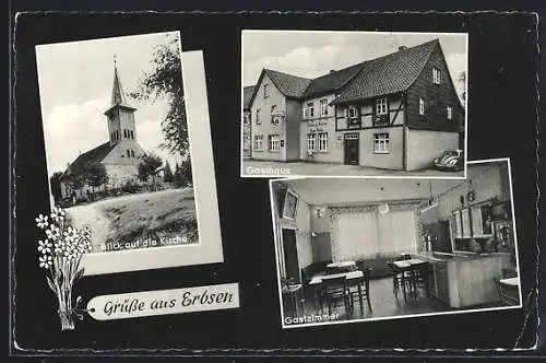 AK Erbsen, Gasthaus, Inneres Gastzimmer, Kirche