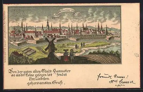 Künstler-AK Hannover, Panorama um 1750