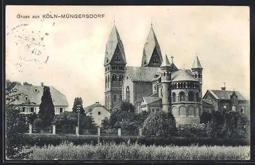 AK Köln-Müngersdorf, Blick auf die Kirche