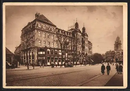 AK Plauen / Vogtland, Postplatz mit Konditorei und Kaffeehaus Emil Trömel