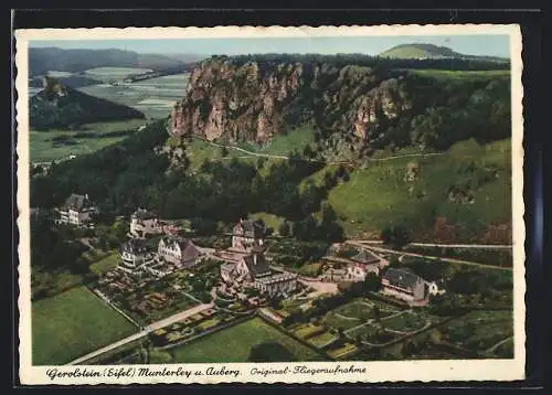 AK Gerolstein /Eifel, Ortsansicht mit Munterley und Auberg vom Flugzeug aus