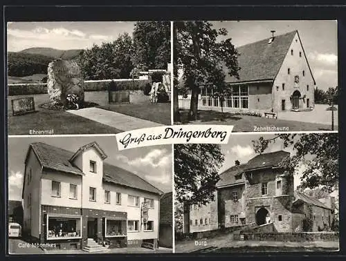 AK Dringenberg, Zehntscheune, Cafe Mönnikes, Burg