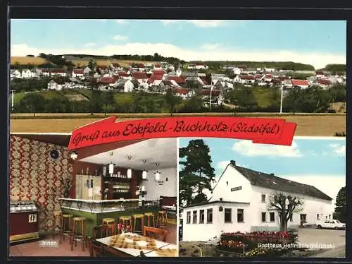 AK Eckfeld-Buchholz / Südeifel, Totalansicht, Gasthaus Hoffmann, Innenansicht