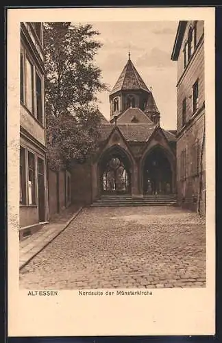 AK Essen, Nordseite der Münsterkirche