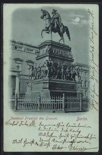 Mondschein-AK Berlin, Denkmal Friedrich des Grossen