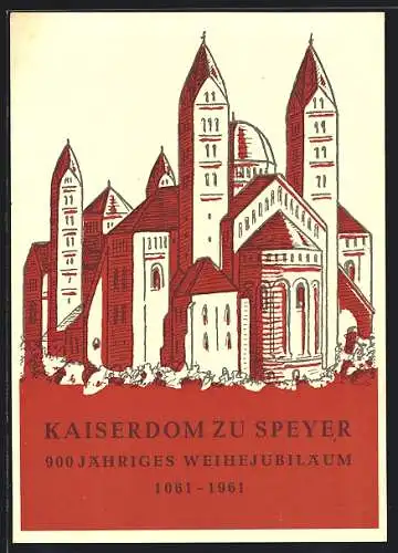 Künstler-AK Speyer, 900 jähriges Weihejubiläum 1061-1961, Kaiserdom