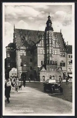 AK Schweinfurt, Strassenpartie am Rathaus