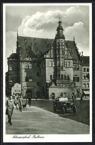 AK Schweinfurt, Strassenpartie am Rathaus