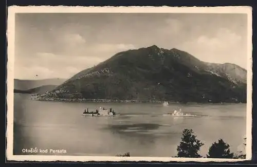 AK Perast, Küstenblick mit den zwei Inseln